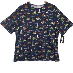 BonWorth Womens‎ Shirt Top Blouse Size L Large Multicolor Lighthouse NEW